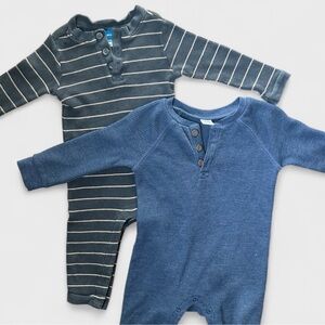 SOLD Old Navy bundle of 2 boys waffle footless bodysuit pajamas size 12-18mo